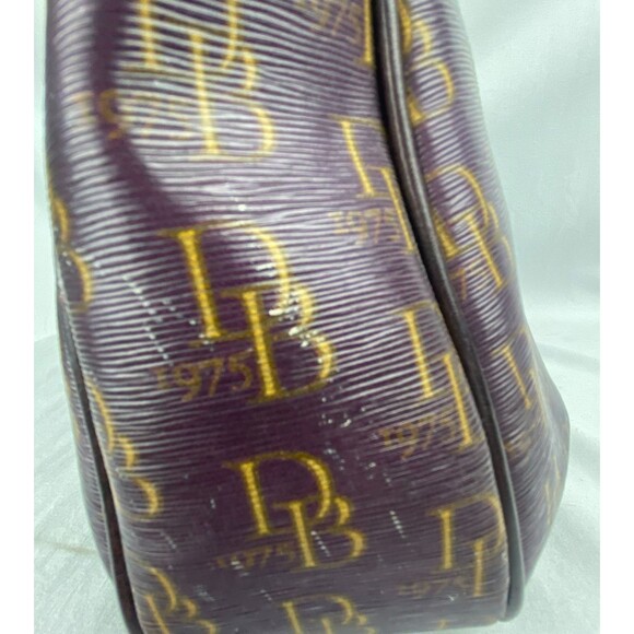 VTG Dooney Bourke Purple Monogram East West Collins Zipper Hobo Handbag J1611778 - Picture 6 of 16